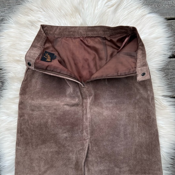 Tan Genuine Suede Leather Pencil Skirt VTG Pristine - Picture 8 of 14